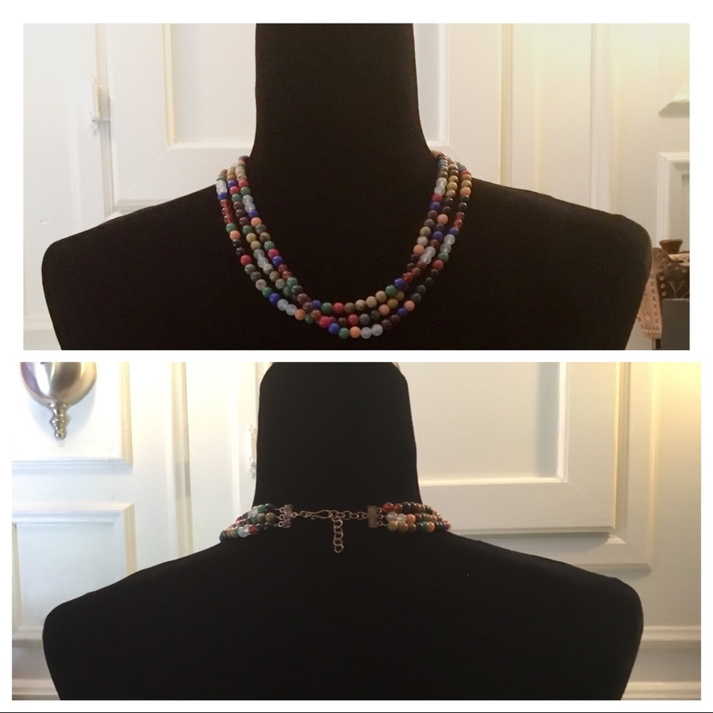 Multi-colored glass bead necklace